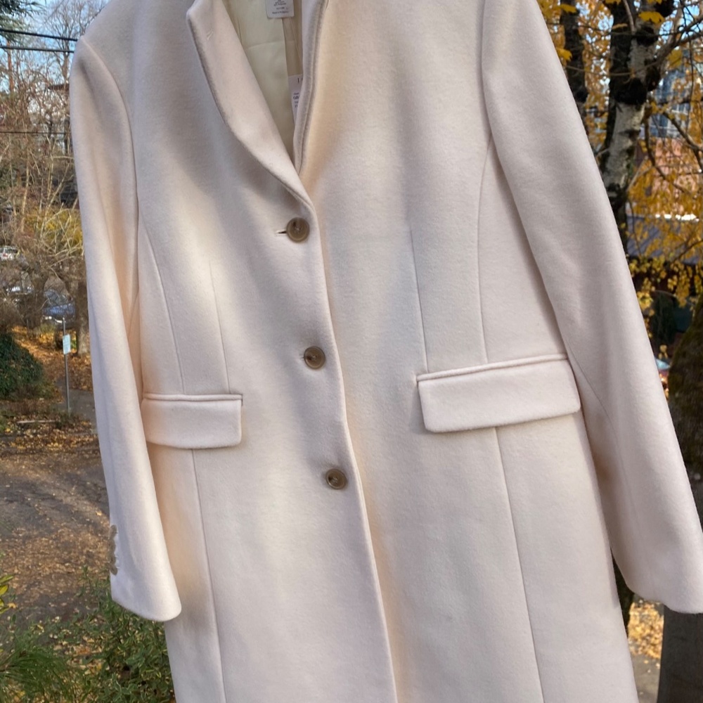 J Crew Coat ivory Wool/Cashmere Thinsulate
